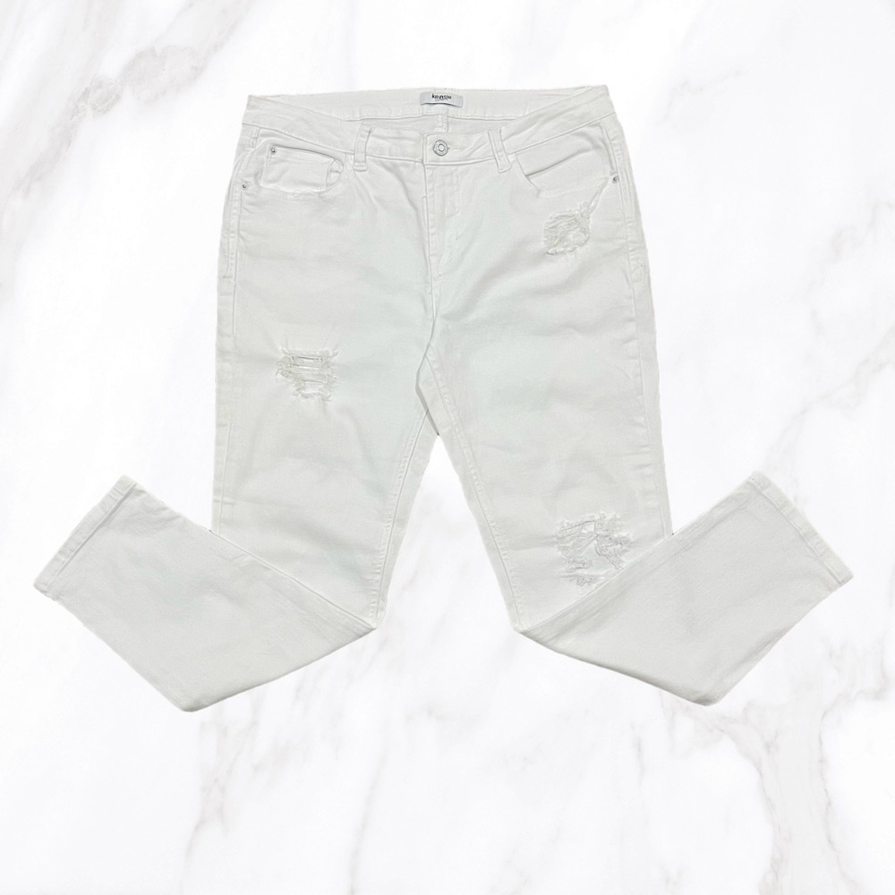 Kensie Women's‎ White Distressed Skinny Jean, Size 32